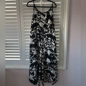 Maeve black and white wide leg animal jumpsuit